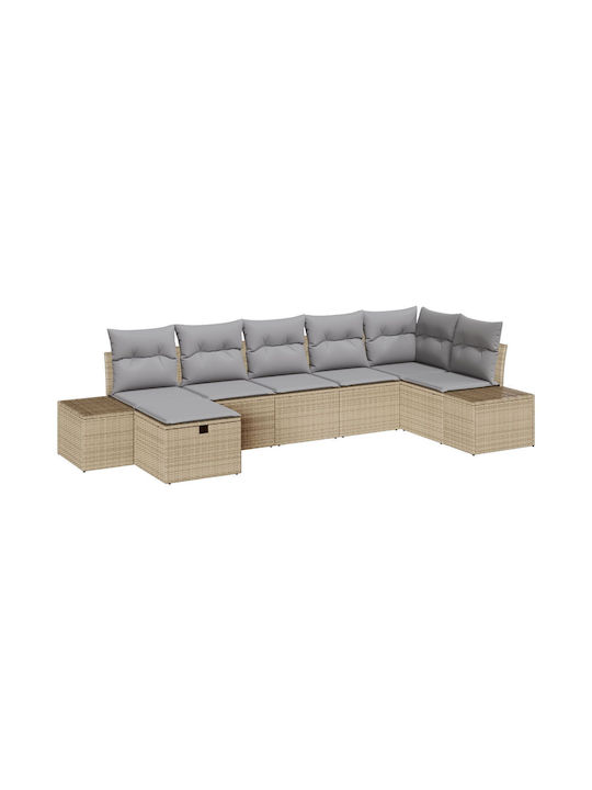 Corner Sofa Outdoor Rattan with Pillows 55x62x69cm