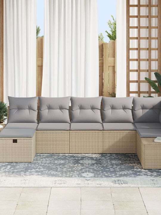 Corner Sofa Outdoor Rattan with Pillows 55x62x69cm