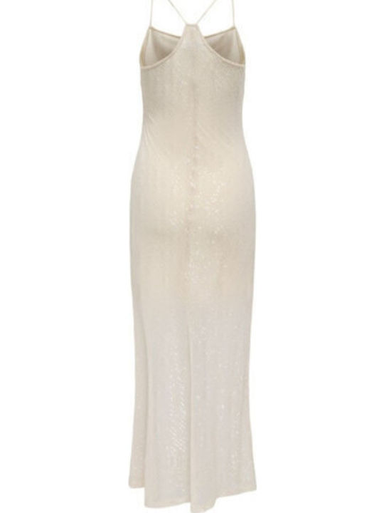 Καλοκαιρινό Maxi Βραδινό Φόρεμα Off White