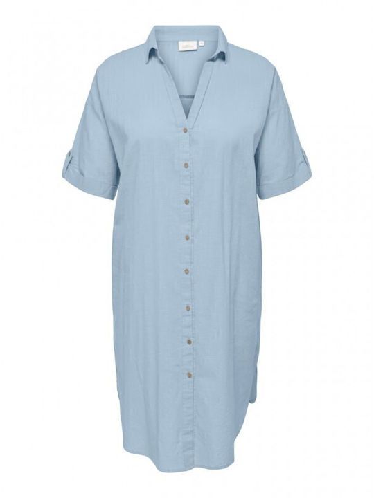 Καλοκαιρινό Midi Σεμιζιέ Φόρεμα Soft Chambray