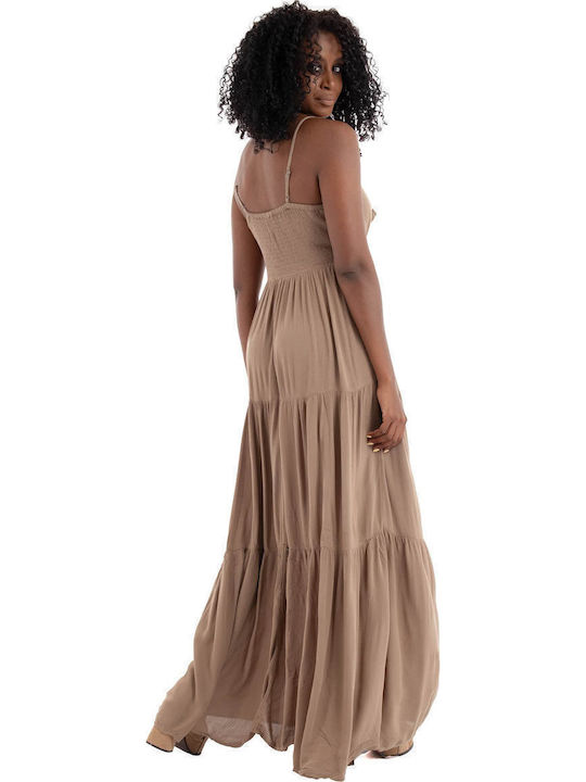 Sommer Maxi Kleid Hellbraun