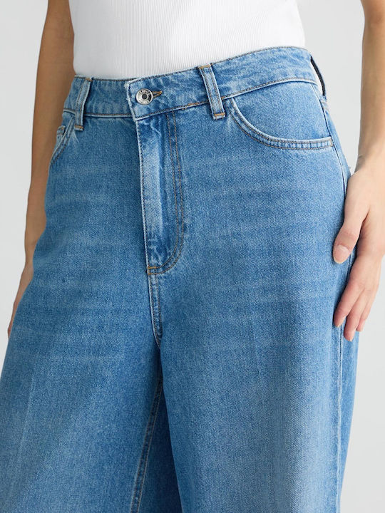 High Waist Women's Jean Trousers White, Denim Blue