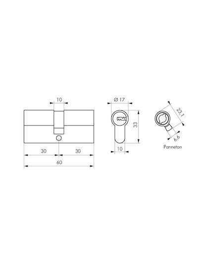 SP Souliotis Sicherheitszylinder Türschloss Tiger 6 Dynamic 60mm (30-30) mit 5 Silbernen Schlüssel