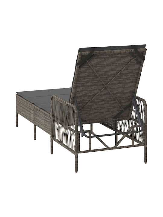 Ξαπλώστρα Rattan με Μαξιλάρι Γκρι 157x55x92εκ.