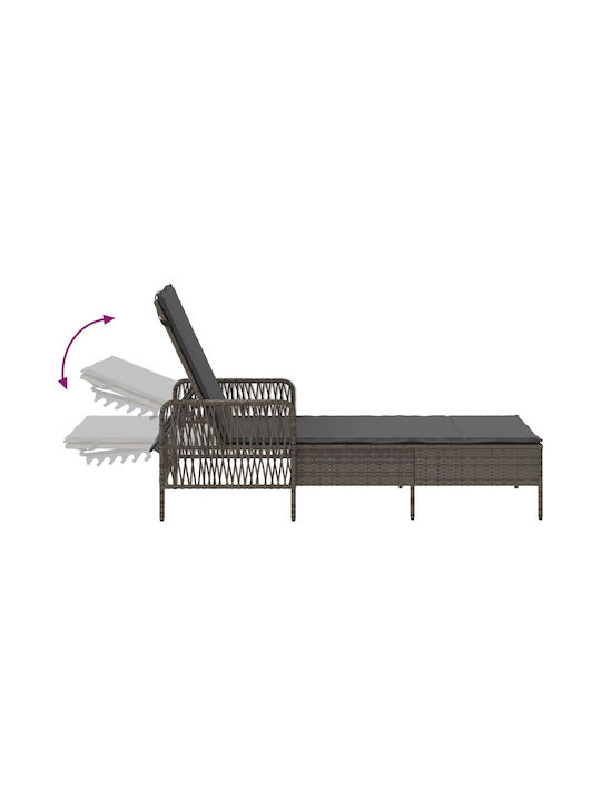Ξαπλώστρα Rattan με Μαξιλάρι Γκρι 157x55x92εκ.