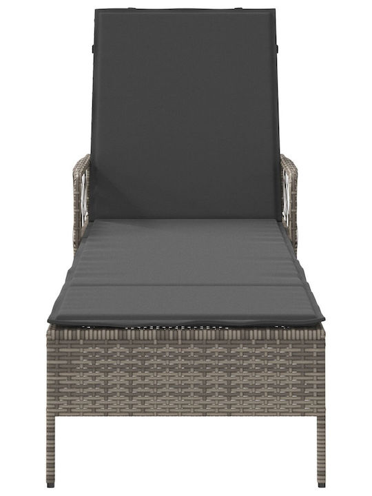 Ξαπλώστρα Rattan με Μαξιλάρι Γκρι 157x55x92εκ.