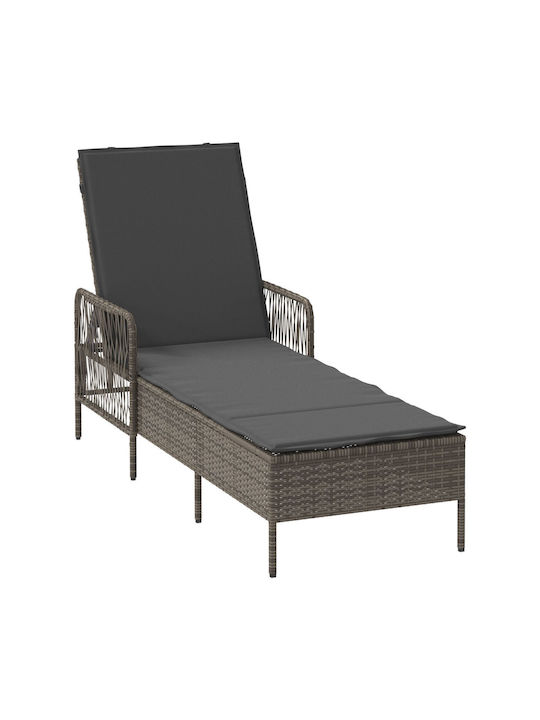 Ξαπλώστρα Rattan με Μαξιλάρι Γκρι 157x55x92εκ.
