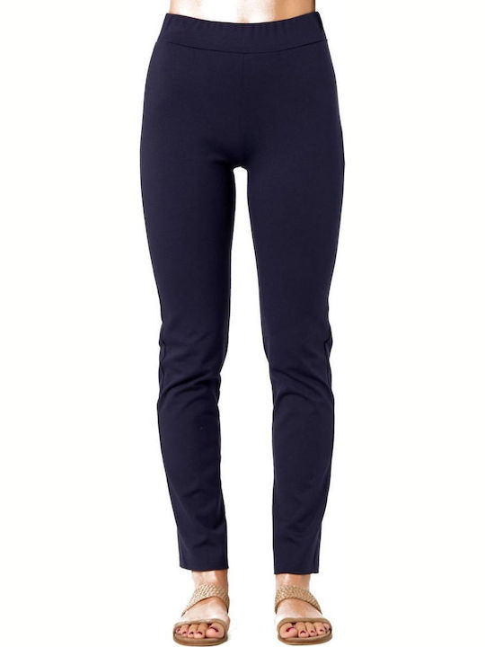 Women's Fabric Trousers with Elastic Navy Blue