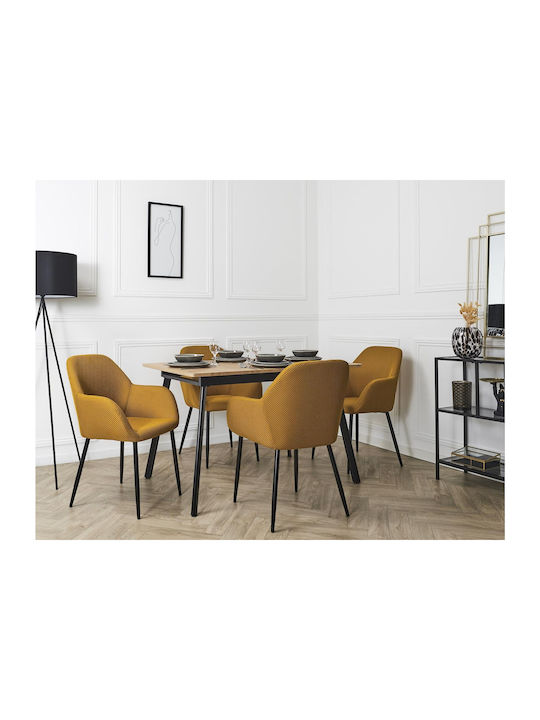 Atomic Dining Room Fabric Chair Yellow 59x55.7x85cm