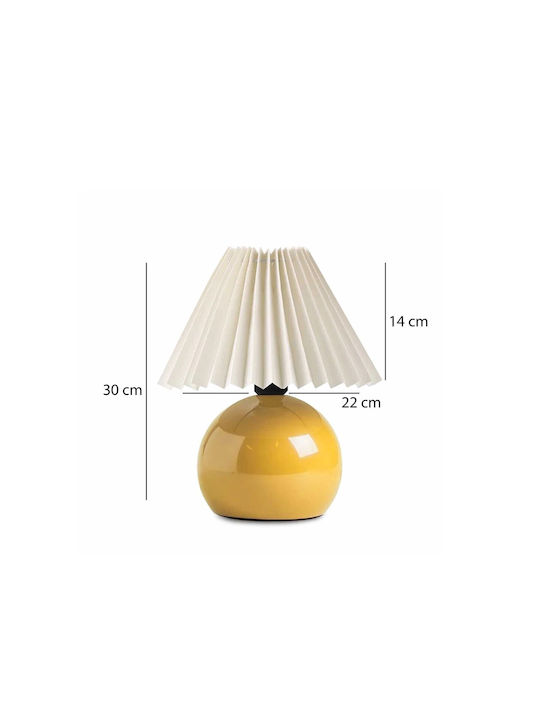 GloboStar Lisbon Metal Table Lamp for Socket E27 with White Shade and Yellow Base