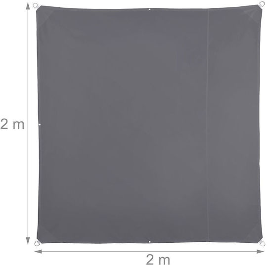 Square Cover Tarp Dimensions 2x2m Uv Protection 30+ Gray Relaxdays