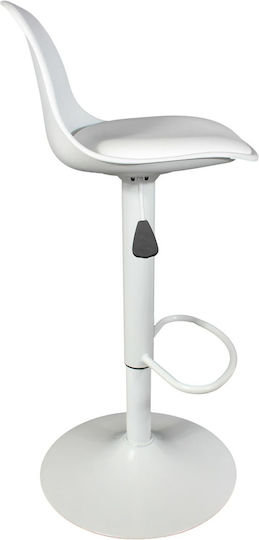 Stool Bar Isak with Back & Adjustable Height White 41.5x38x83cm
