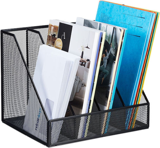 Office Organizer 4 Compartments Steel Black 26 X 31 X 26 Cm