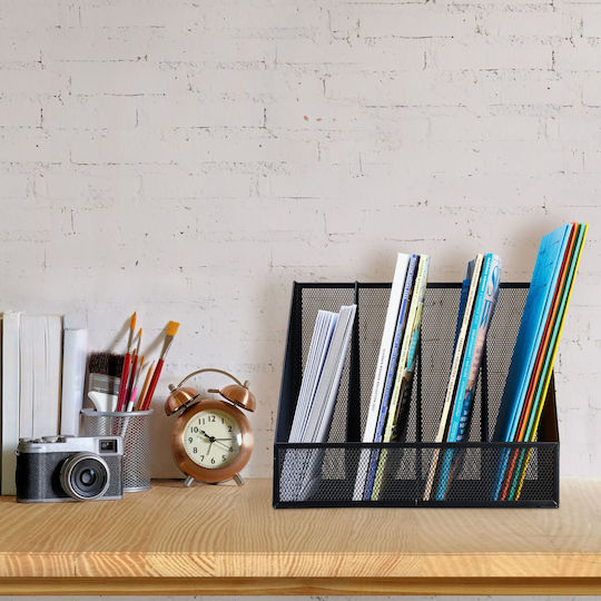 Office Organizer 4 Compartments Steel Black 26 X 31 X 26 Cm