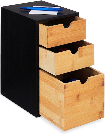 Relaxdays Schreibtischschublade 3 Positionen 17x21.5x28cm Schwarz