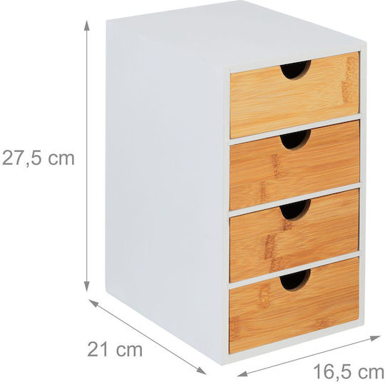 Relaxdays Schreibtischschublade 4 Positionen 16.5x21x27.5cm Weiß