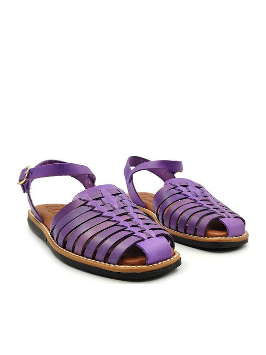 Sandale Casual Damă Din Piele Violet