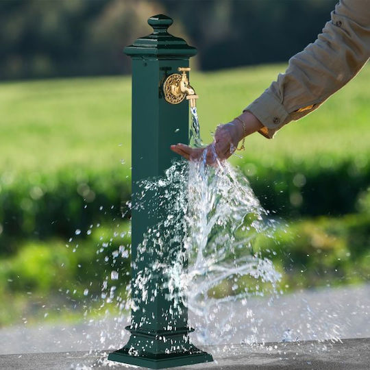 Fântână de Grădină Antică din Fontă din Oțel Inoxidabil Robinet Auriu Relaxdays Dimensiuni Aprox. 86 X 19 X 23 Cm Verde Închis