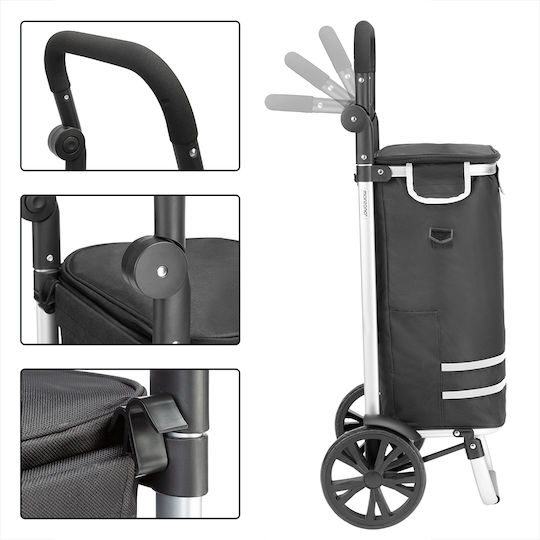 Stoff Einkaufswagen Klappbar Schwarz 35Es