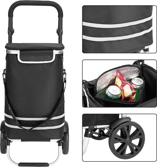 Stoff Einkaufswagen Klappbar Schwarz 35Es