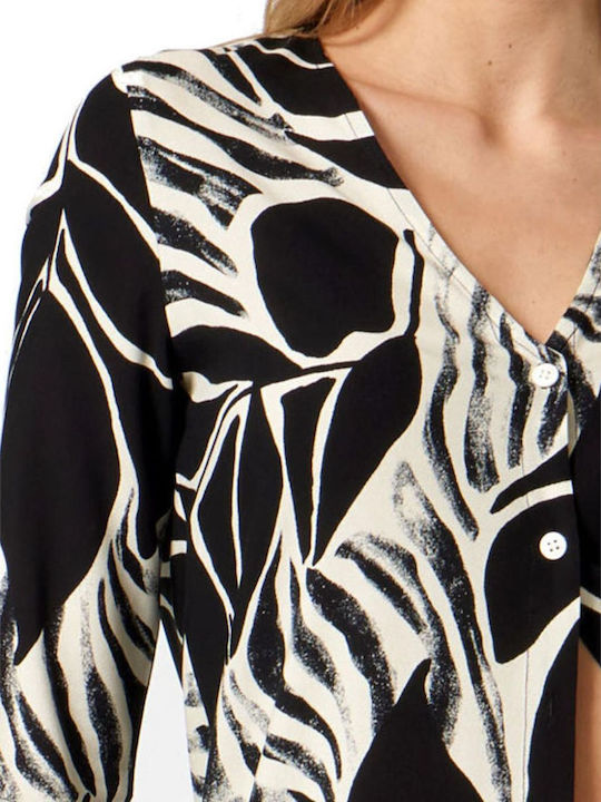 Damen Hemd Black Blumen