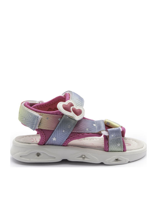 Kinder Sandalen mit Klettverschluss & Lichtern Fuchsie