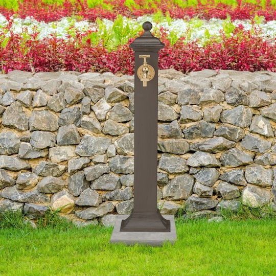 Fântână de Grădină Antică din Fontă din Oțel Inoxidabil Robinet Auriu Relaxdays Dimensiuni Aprox. 71 X 17 X 21 Cm Maro Închis