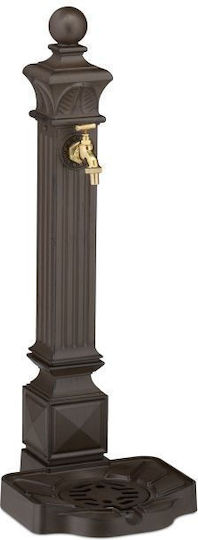 Fântână de Grădină Antică din Aluminiu Turnat Robinet Auriu Relaxdays Dimensiuni Aprox. 82 X 29 X 33 Cm Maro Închis