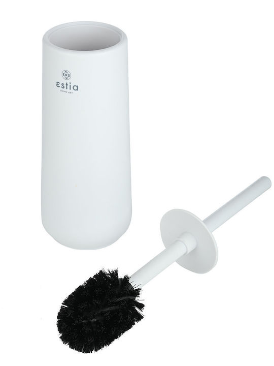 Estia Fjord Plastic Toilet Brush and Basket Set Soft Close 5lt White