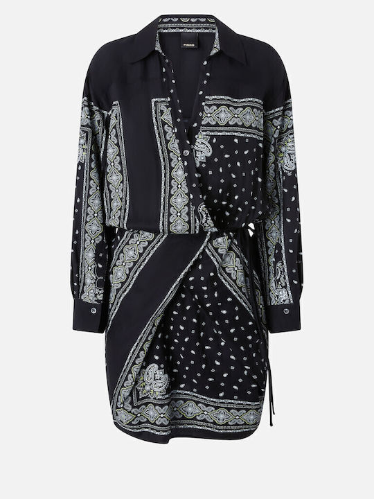 Mesopotamia Mini Shirt Dress Wrap Black