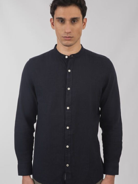 Long-sleeved Linen Shirt D.k Navy