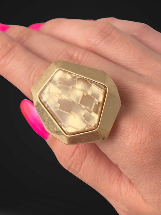 Met Ring with Stones Gold Plated