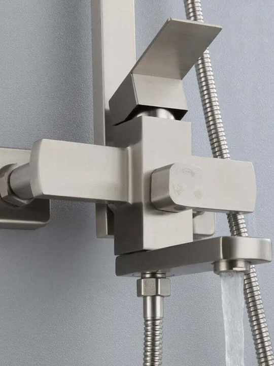 Wallex Hydroaxis® Ρυθμιζόμενη Στήλη Ντουζ με Μπαταρία 115cm Ασημί