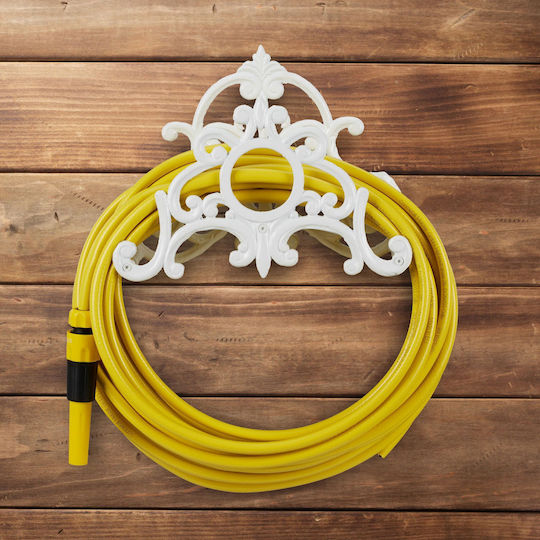 Wall Mount Hose Hanger White Cast Iron Relaxdays 24 X 31.5 X 15 Cm