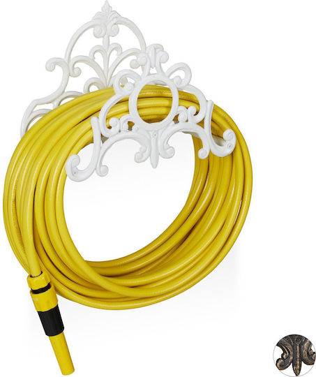 Wall Mount Hose Hanger White Cast Iron Relaxdays 24 X 31.5 X 15 Cm