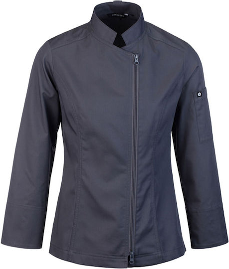 Damen Kochjacke Oporto Dunkelgrau Reißverschluss Martiform