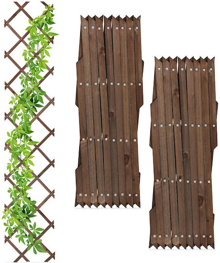Set 3 Spaliere Extensibile pentru Plante Relaxdays Lemn Dimensiuni 180 X 30 X 1.5 Cm Maro