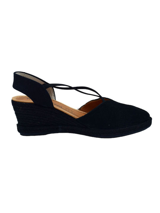 Women's Leather Platform Espadrilles Black