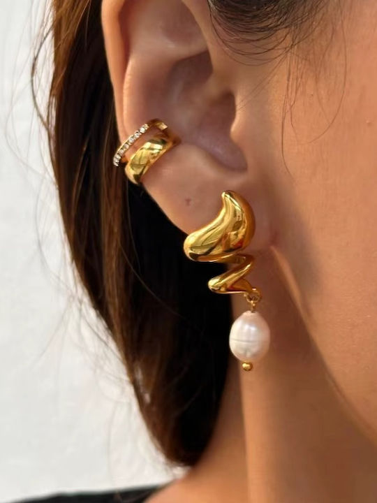 Enotia Earrings made of Steel Gold Plated with Pearls Enotia Earrings made of Steel Gold Plated with Pearls