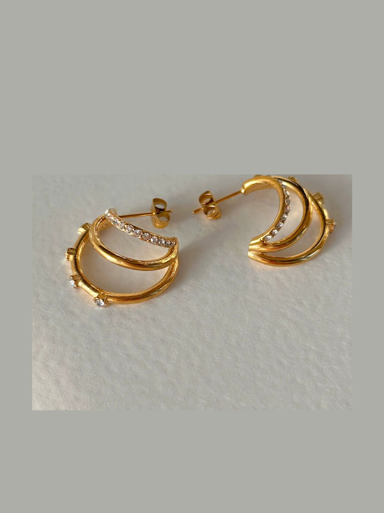 Enotia Earrings made of Steel Gold Plated with Stones Enotia Earrings made of Steel Gold Plated with Stones