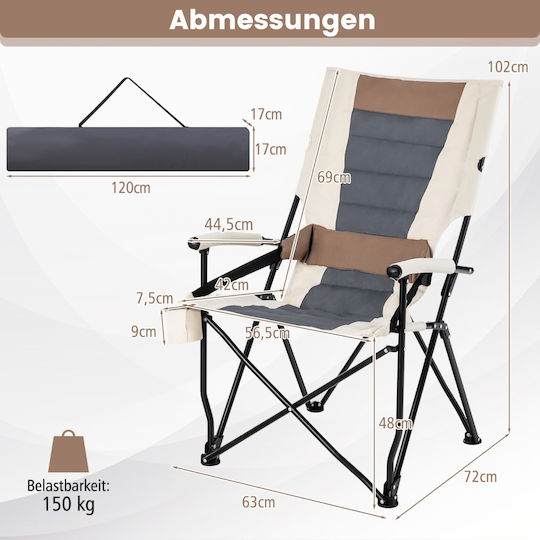 Costway Chair Beach Brown 63x72x102cm