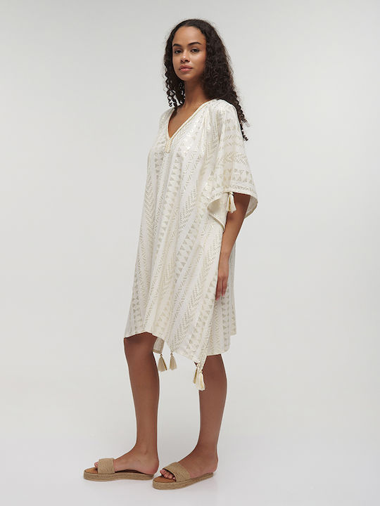 Ble Resort Collection Καφτάνι Παραλίας Λευκό, Multicolor Ble Resort Collection Καφτάνι Παραλίας Λευκό, Multicolor