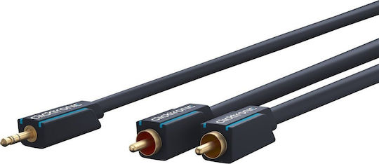 Clicktronic Cablu Audio 3,5 Mm Male - Rca De Sex Masculin Albastru 1m Cu Terminale Placate Cu Aur 70465