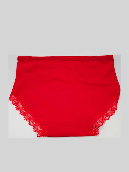 Women's Slip with Lace Red