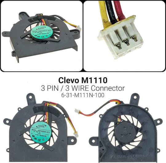 Ανεμιστηράκι Laptop Cpu Cooling Fan Clevo M1110 Clevo M1110q M1100 M1110 M1111 Ab0505hx-jc3 6-31-m111n-1008 W510tu Κωδ 80250