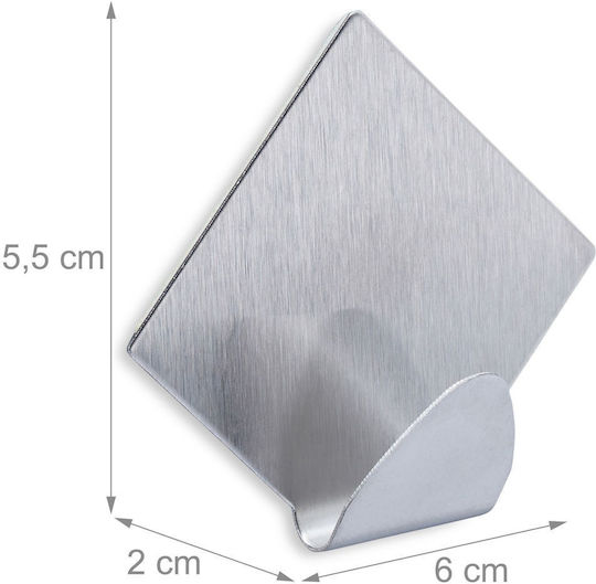 Set mit 10 diamantförmigen Kleiderhaken Klebeband Silber