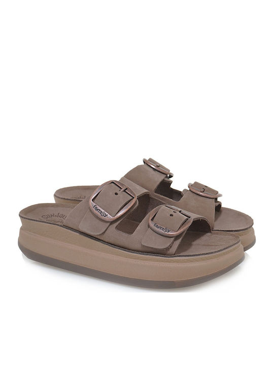 Zefi Leather Women's Flat Sandals ZEFI BROWN