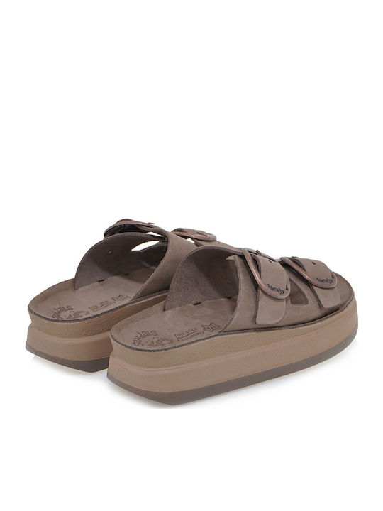 Zefi Leather Women's Flat Sandals ZEFI BROWN
