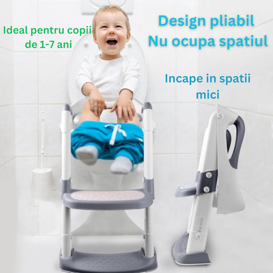 Kleinkind Toiletten-Sitz Arvada mit Harter Oberfläche, Griffen und Trittstufe Gray