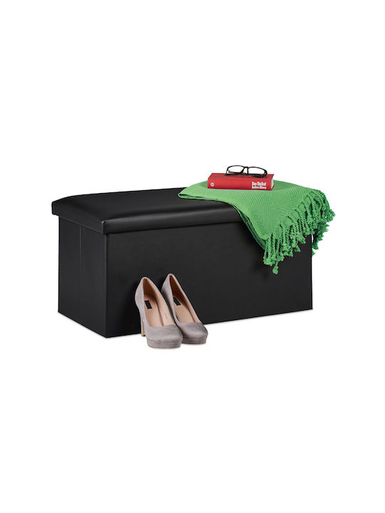 Scaune Camera de zi Cu spațiu de depozitare Tapițat cu Piele Ecologică Negru 37.5x76.5x38.5buc